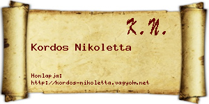Kordos Nikoletta névjegykártya